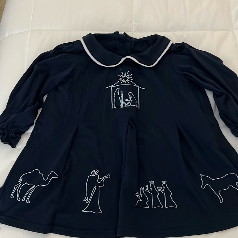 Navy and white nativity dress